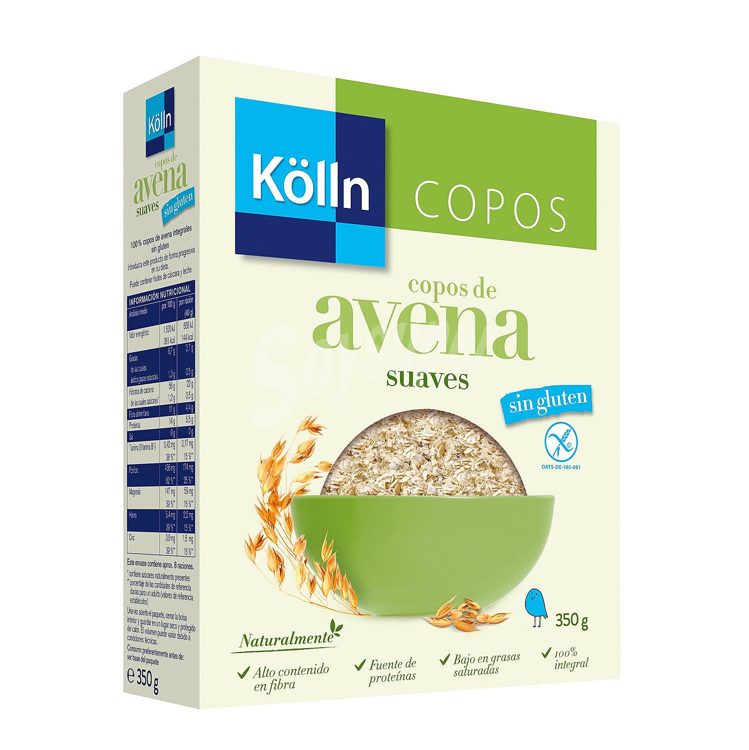 Copos de avena integral suaves Kölln sin gluten