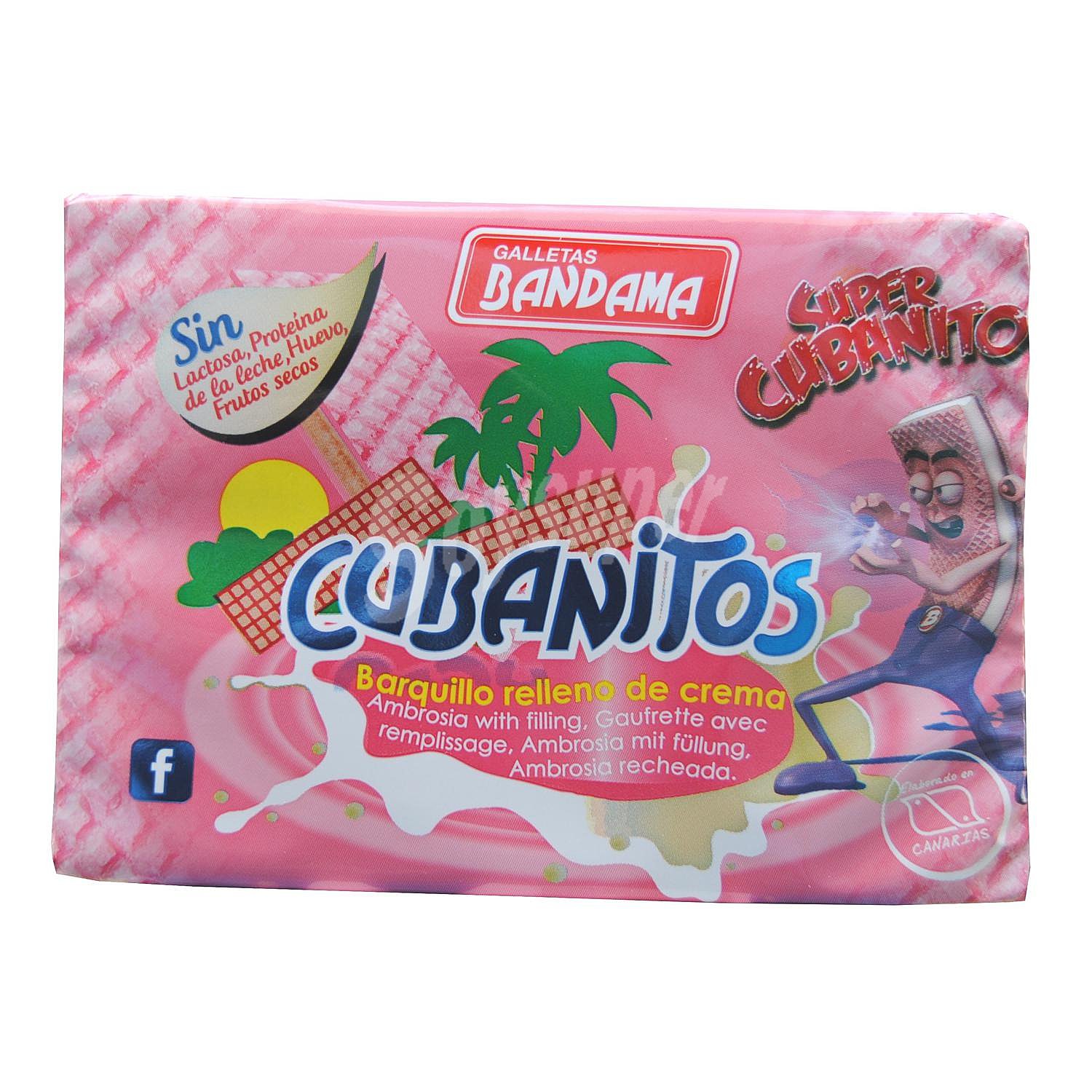 Cubanitos galletas de barquillo recubiertas de fresa