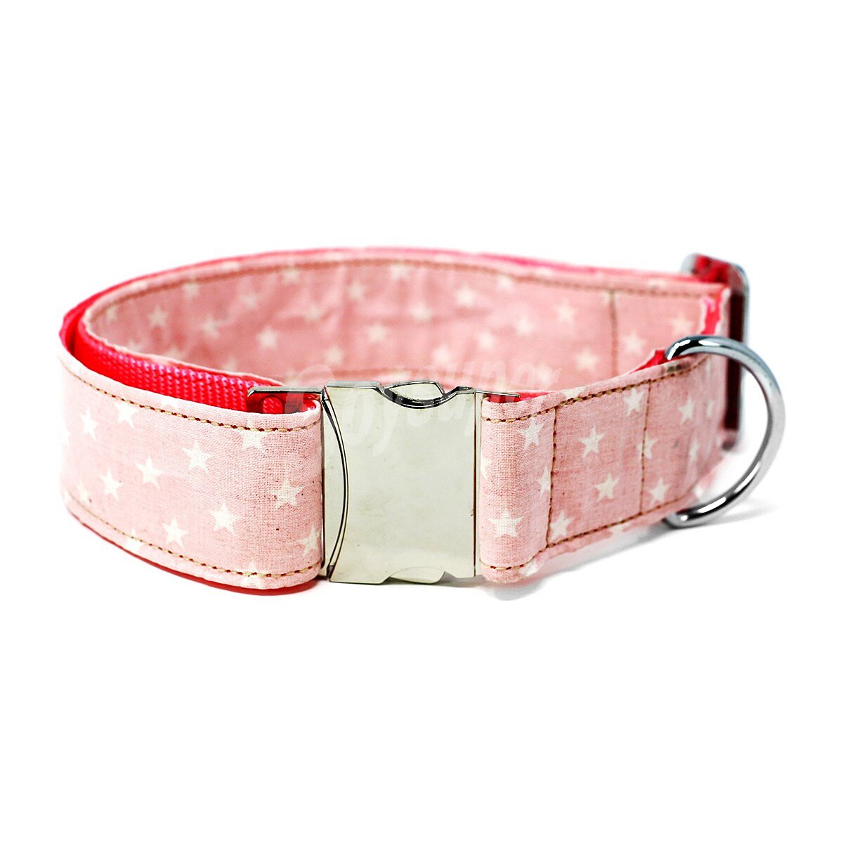 Collar rosa con estrellas para perros 38-45cm x 2 cm