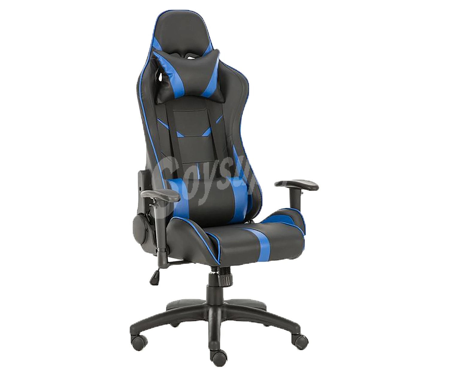 Silla gaming azul, almohadilla lumbar, reclinable, regulación de altura D328