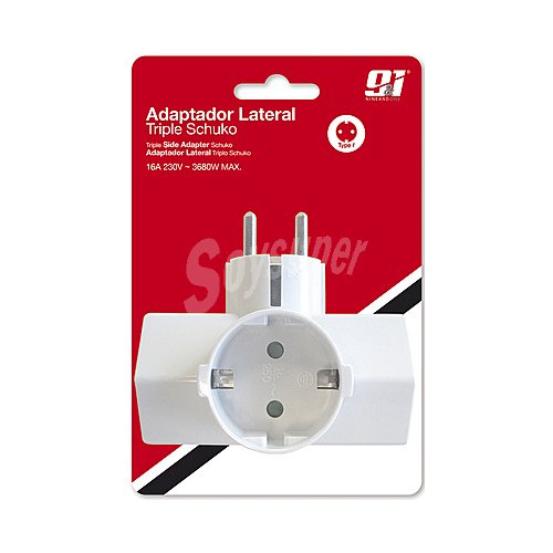 Adaptador 3 Tomas 16A (lateral) Blanco