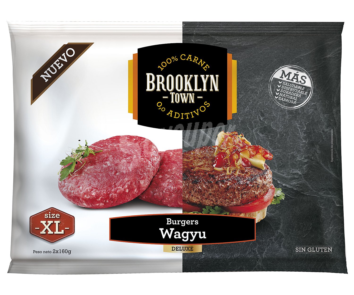 Burger meat congeladas de Wagyu, elaboradas sin gluten 2 x 160 h talla XL