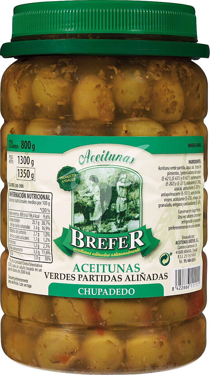 Aceitunas verdes partidas