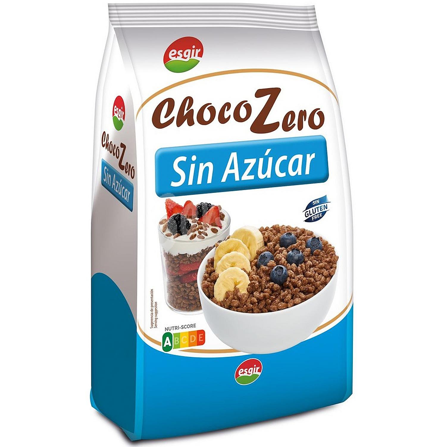 Cereales de maíz y arroz inflado sin azúcar Chocozero Esgir sin gluten