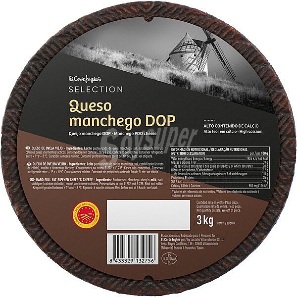 Queso manchego con D.O. viejo peso aproximado pieza