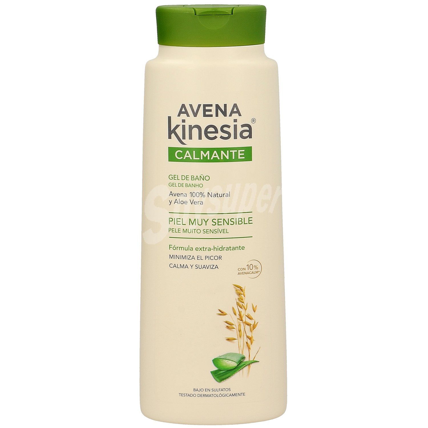 Calmante gel de baño de avena 100% natural y aloe vera para piel muy sensible