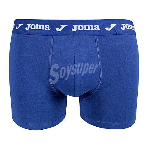 Calzoncillo bóxer liso con goma vista de algodón bielástico joma, color azul marino, talla XL