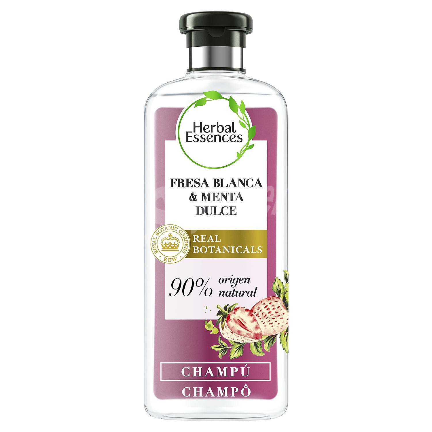 Bio renew champú purificante Fresa Blanca & Menta Dulce 0% parabenos parafina colorantes ni ftalatos