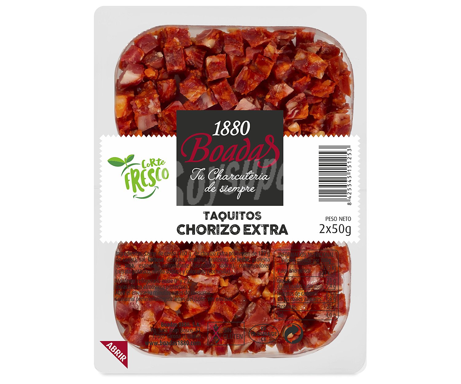 Chorizo de categoria extra, cortado en taquitos