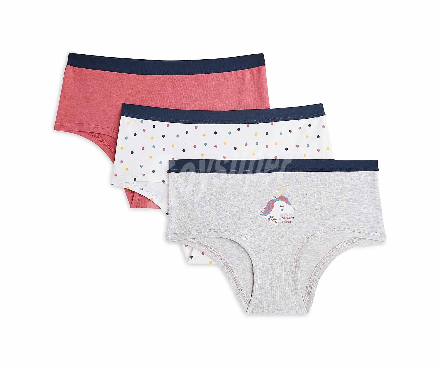 Lote de 3 culottes de algodón orgánico para niña