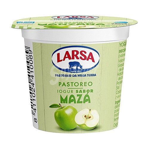 Larsa Yogur con sabor a manzana, elaborado con leche de pastoreo larsa