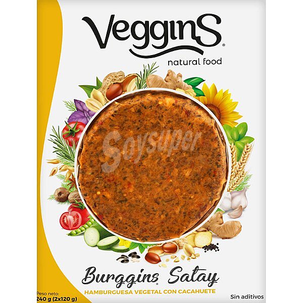 Burggins Satay hamburguesa vegetal con cacahuete pack 2 x 120 G