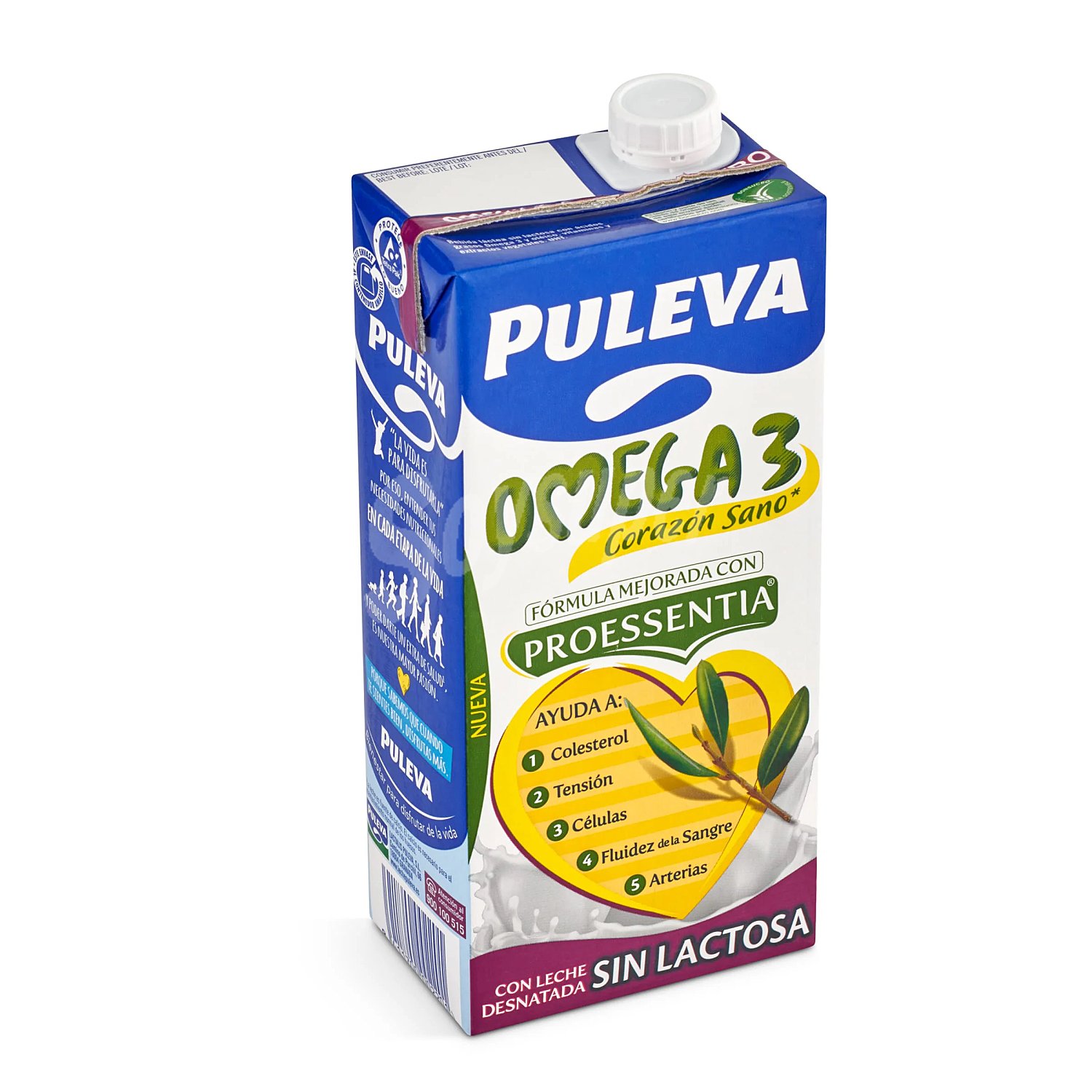 Preparado lacteo desnatado, sin lactosa y enriquecido con ácido oleico y Omega 3 puleva Omega 3