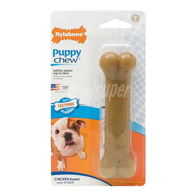 Hueso de nylon para cachorros sabor a pollo talla S 11,5 cm