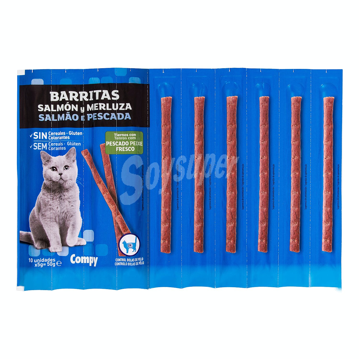 Comida gato snack barrita salmon merluza