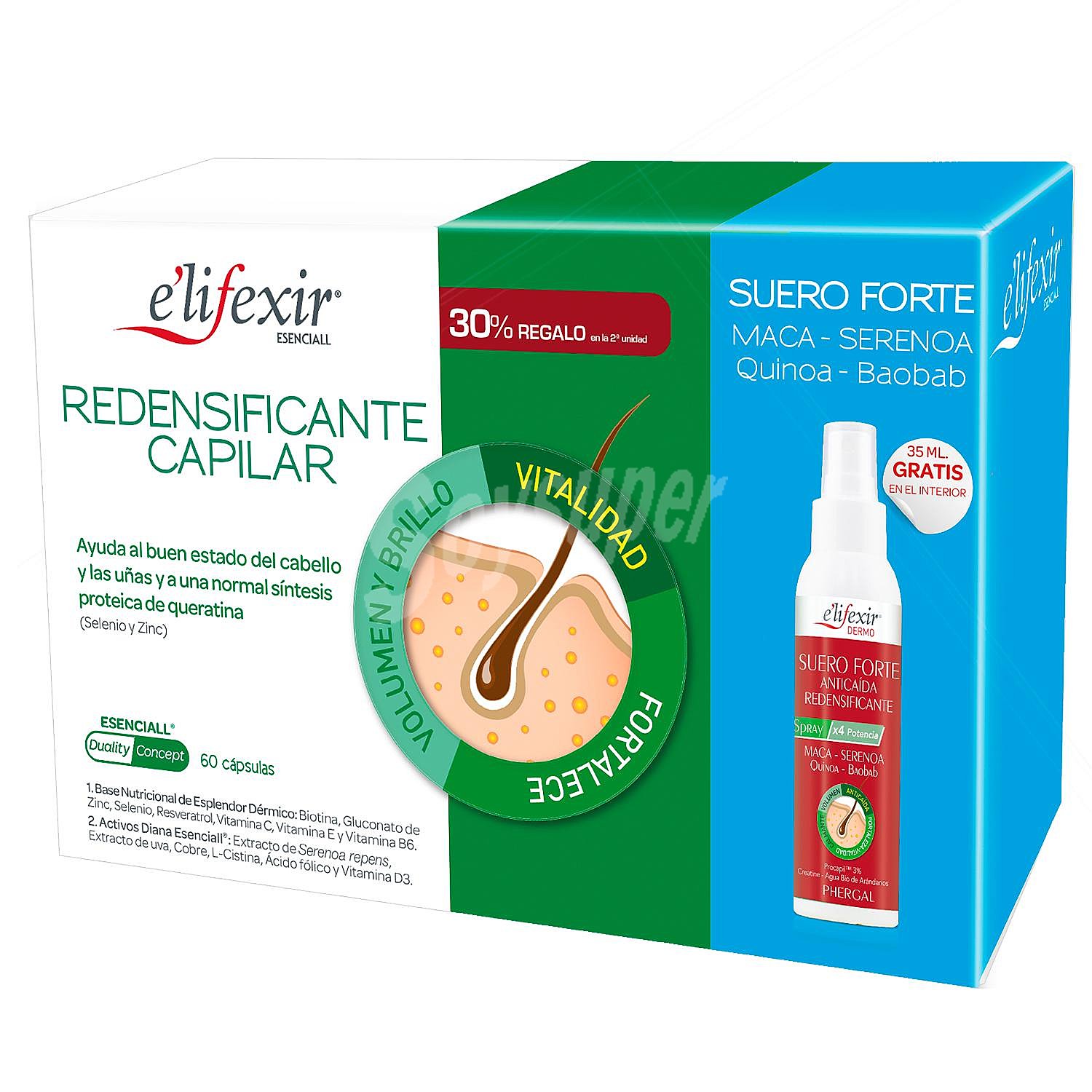 Redensificante capilar Elifexir + Suero en spray forte anticaída 35 ml