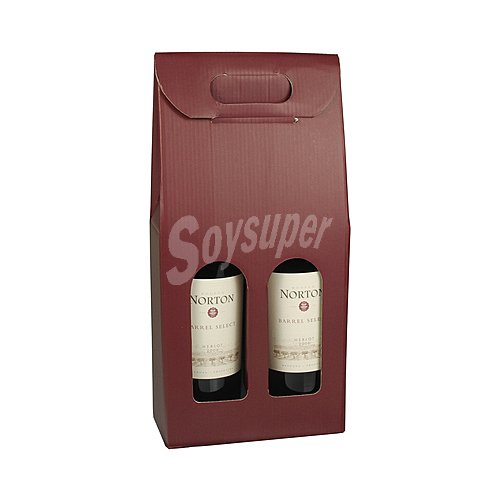 Cajas para botellas de vino con ventana 37,5 cm x 18 cm x 9 cm burdeos para papstar