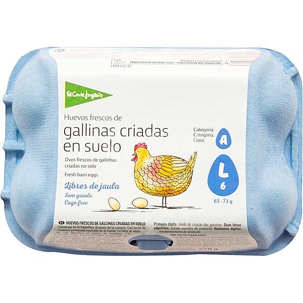 Huevos frescos de gallinas criadas en suelo categoría A clase L