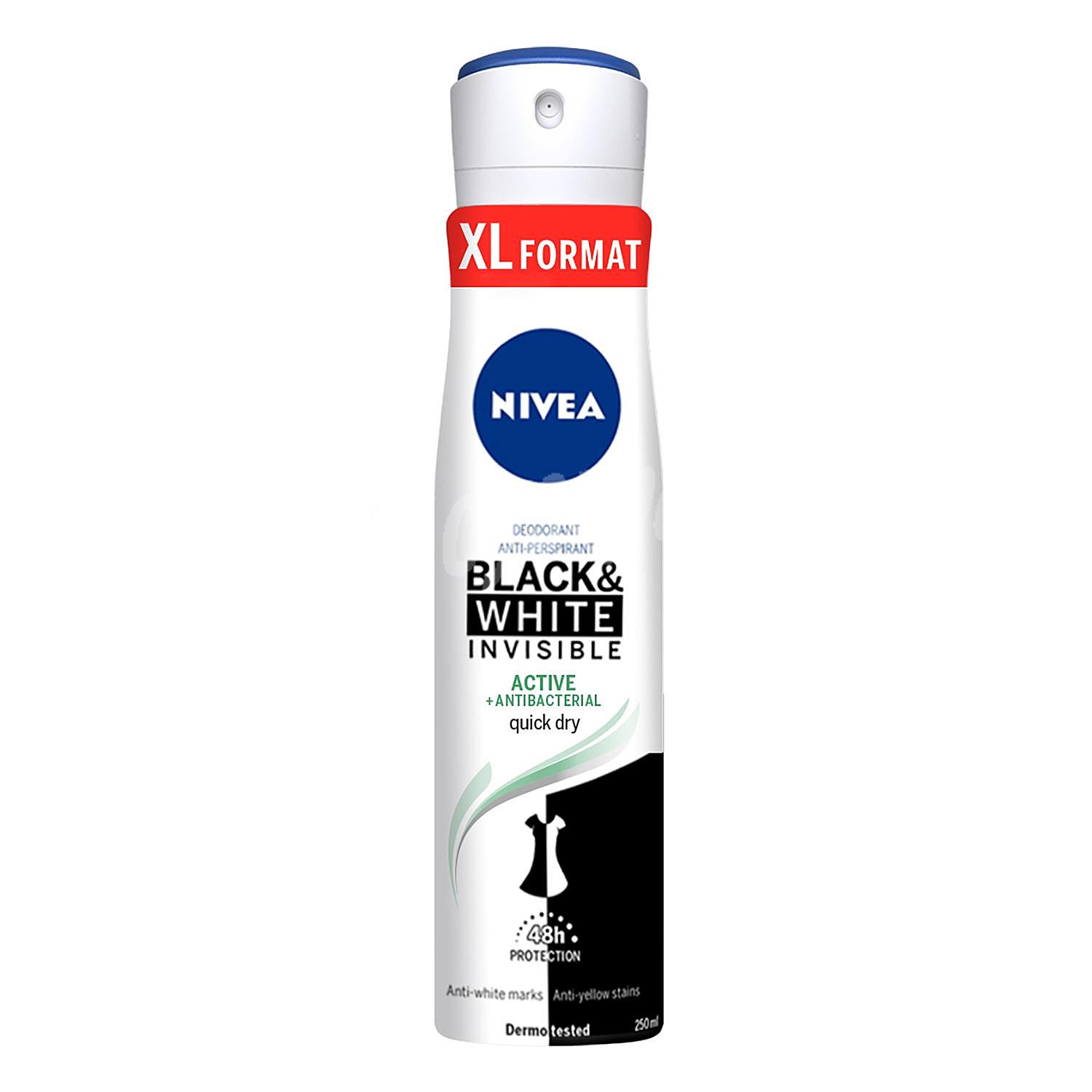 Desodorante Black & White Invisible Active anti-transpirante y anti-manchas blancas 48h