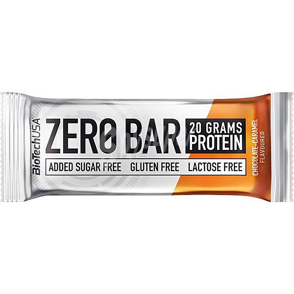 Zero barrita de proteinas sabor chocolate y caramelo sin gluten, sin lactosa y sin azúcares añadidos