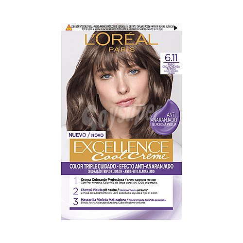 L´oréal paris Tinte de pelo permanente tono 6.11 Rubio oscuro ceniza intenso l´oréal paris Excellence cool creme