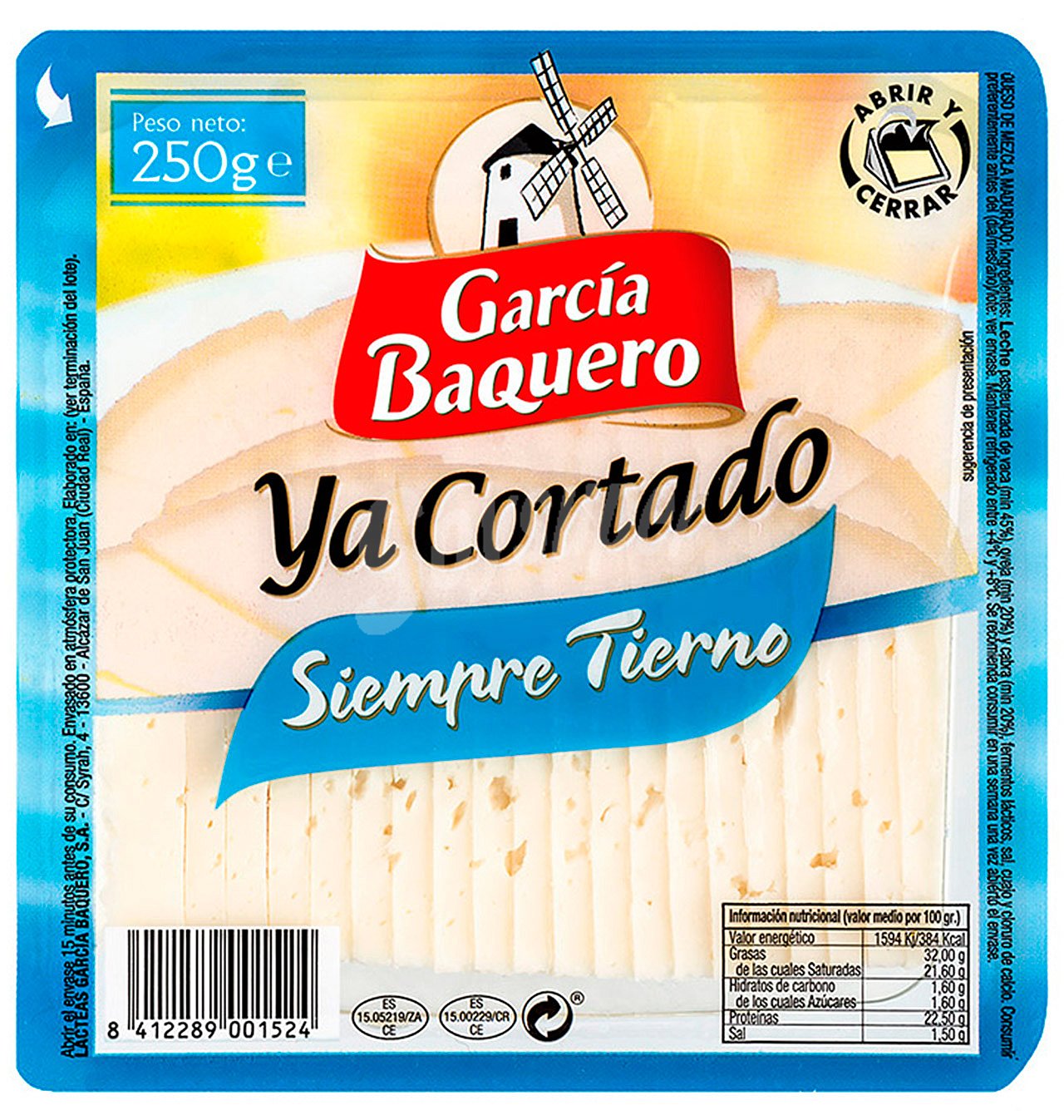 Queso de mezcla tierno García Baquero cuña ya cortada