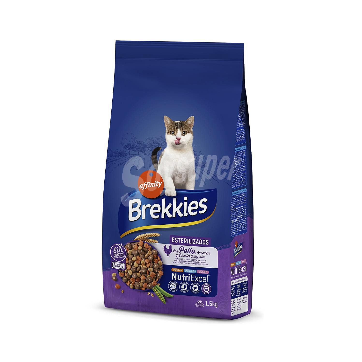 Pienso para gatos esterilizados a base de pollo y cereales brekkies