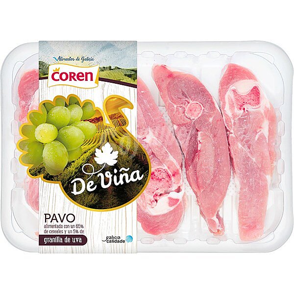 Chuletillas de contramuslos de pavo alimentado con cereales y granilla de uva peso aproximado