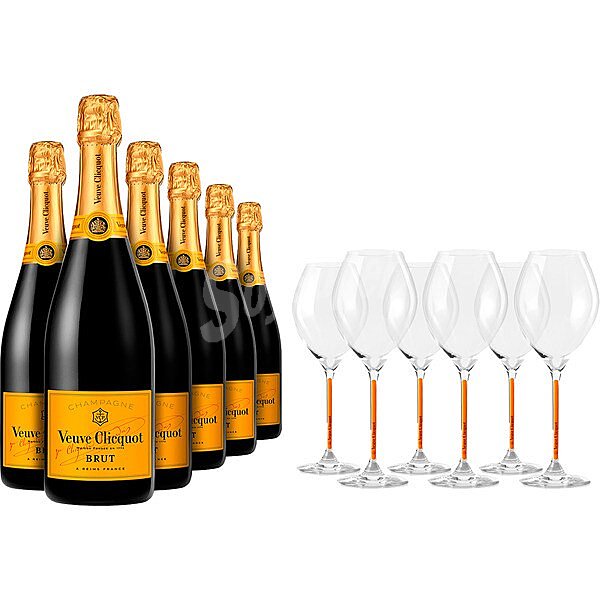 Champagne Brut Yellow Estuche 6 botellas 75 cl + 6 copas