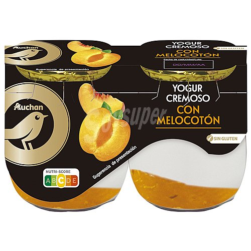 Alcampo gourmet Yogur cremoso natural azucarado con melocotón y sin gluten alcampo gourmet