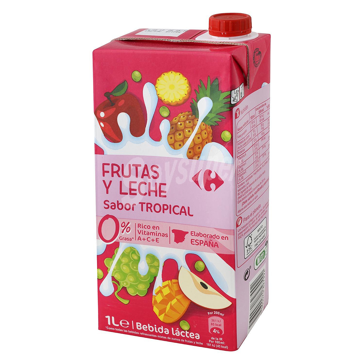 Zumo de frutas y leche Carrefour sabor tropical