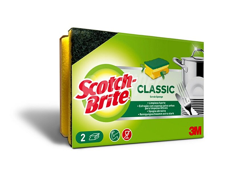 Estropajo de fibra con esponja especial salvauñas scotch brite