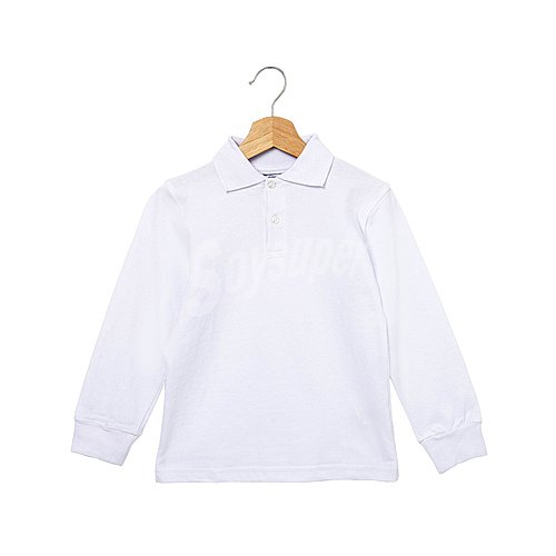 Polo de uniforme manga larga blanco unisex, talla 16