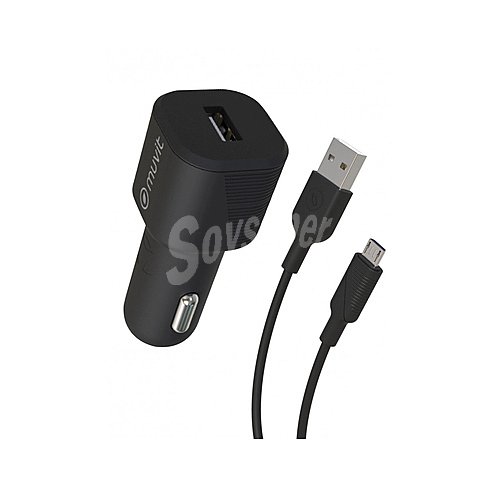 Cargador de coche Usb + cable Micro Usb muvit, 12W, 2,4A, longitud 1,2m