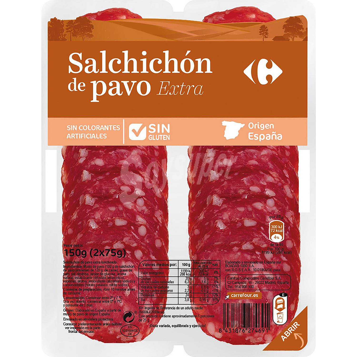 Salchichón de pavo extra sin gluten