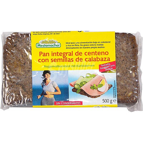 Pan integral de centeno con semillas de calabaza