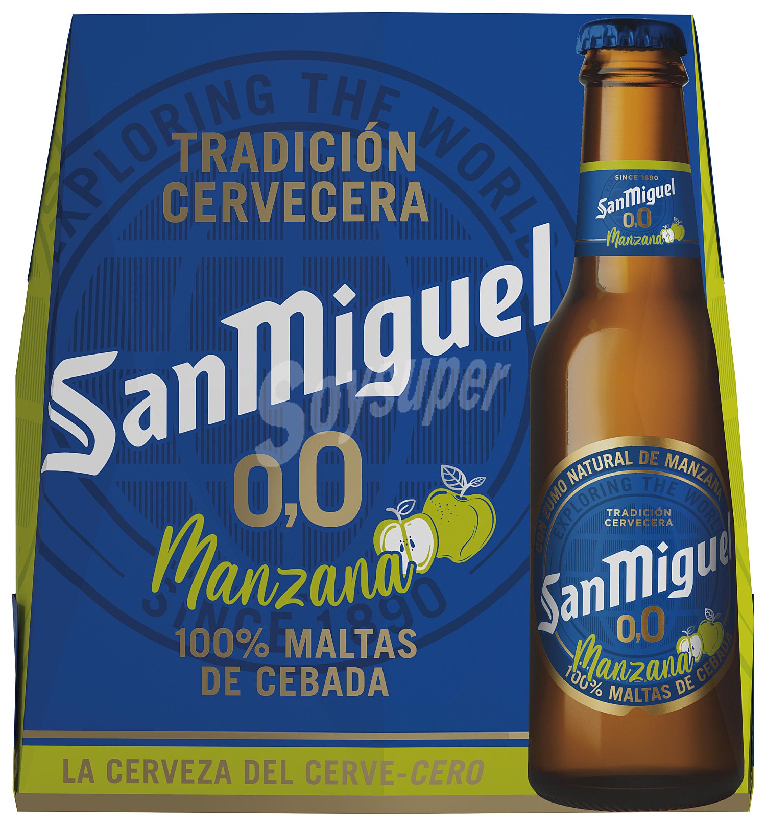 Cerveza (0,0% alcohol) con sabor a manzan