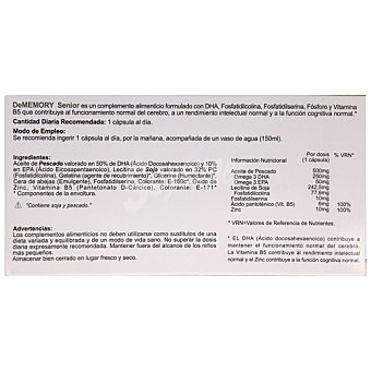 DE memory Complemento alimenticio que contribuye normal rendimiento intelectual DE memory Senior