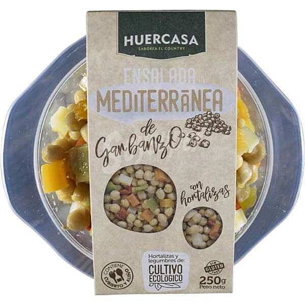 Ensalada mediterránea de garbanzos con hortalizas de cultivo ecológico