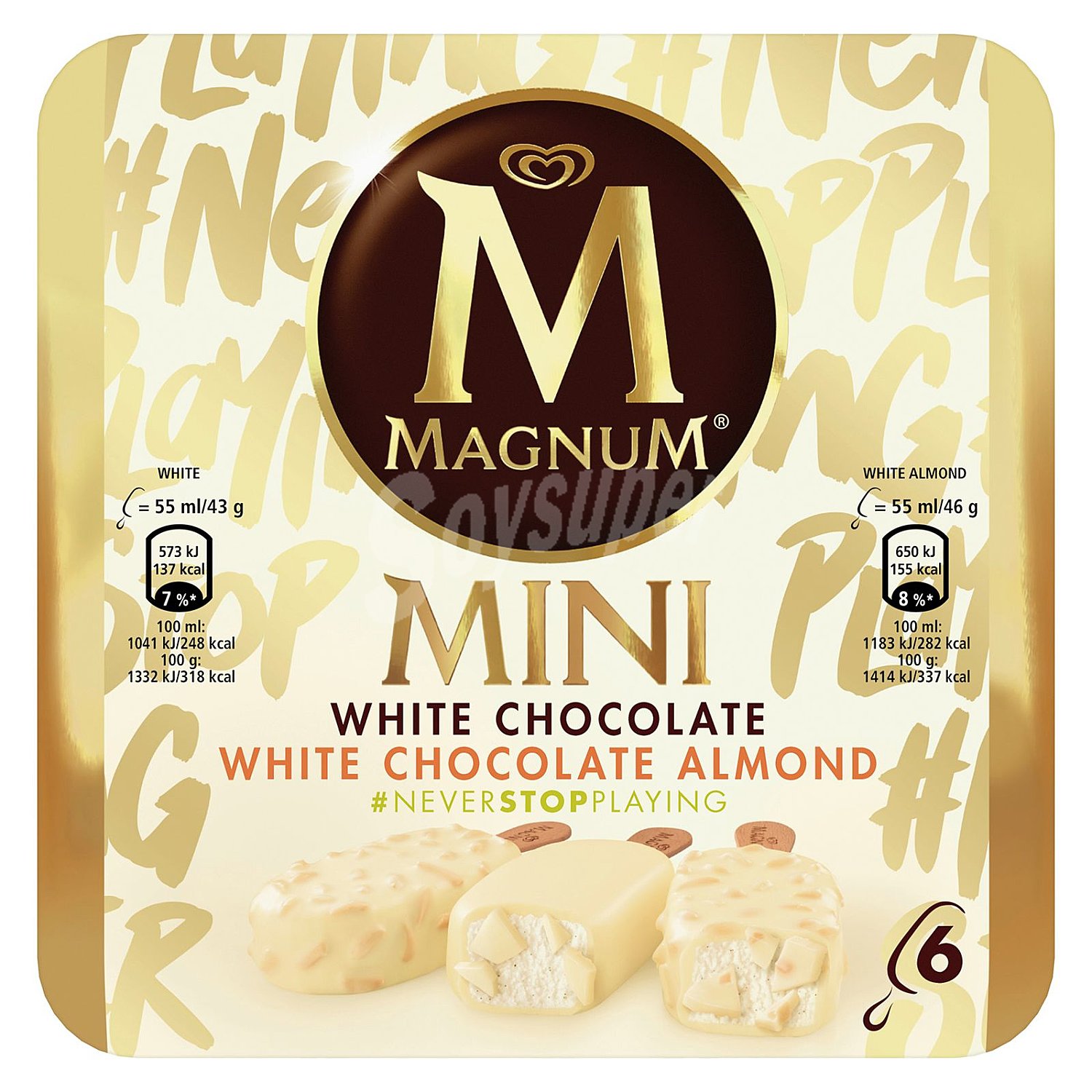 Bombón helado de vainilla recubierto de chocolate blanco magnum Mini de Frigo