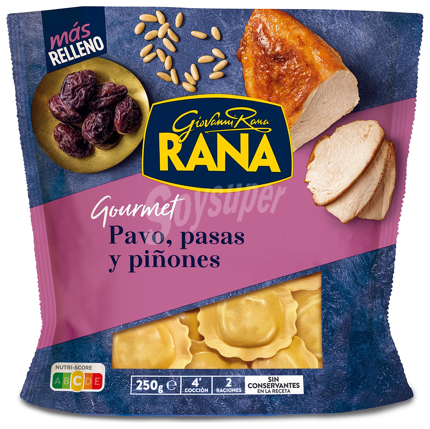 Gourmet girasoli rellenos de pavo, pasas y piñones 2 raciones