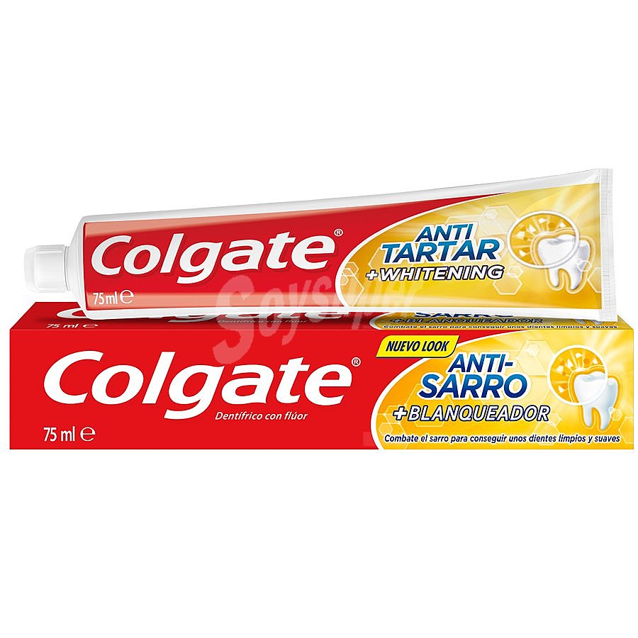 Pasta de dientes anti-sarro con acción blanqueantey sabor a menta colgate