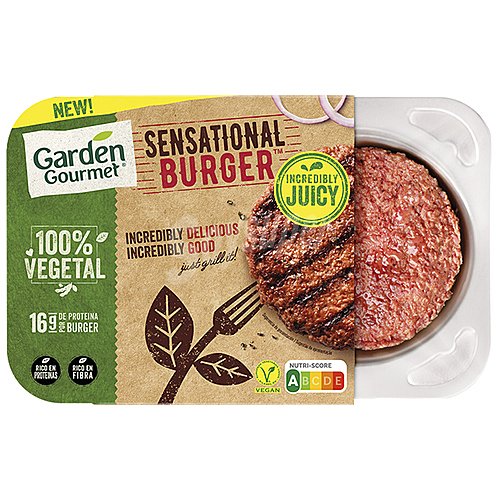 Garden gourmet Preparado vegetal tipo hamburguesa a base de proteínas de soja garden gourmet