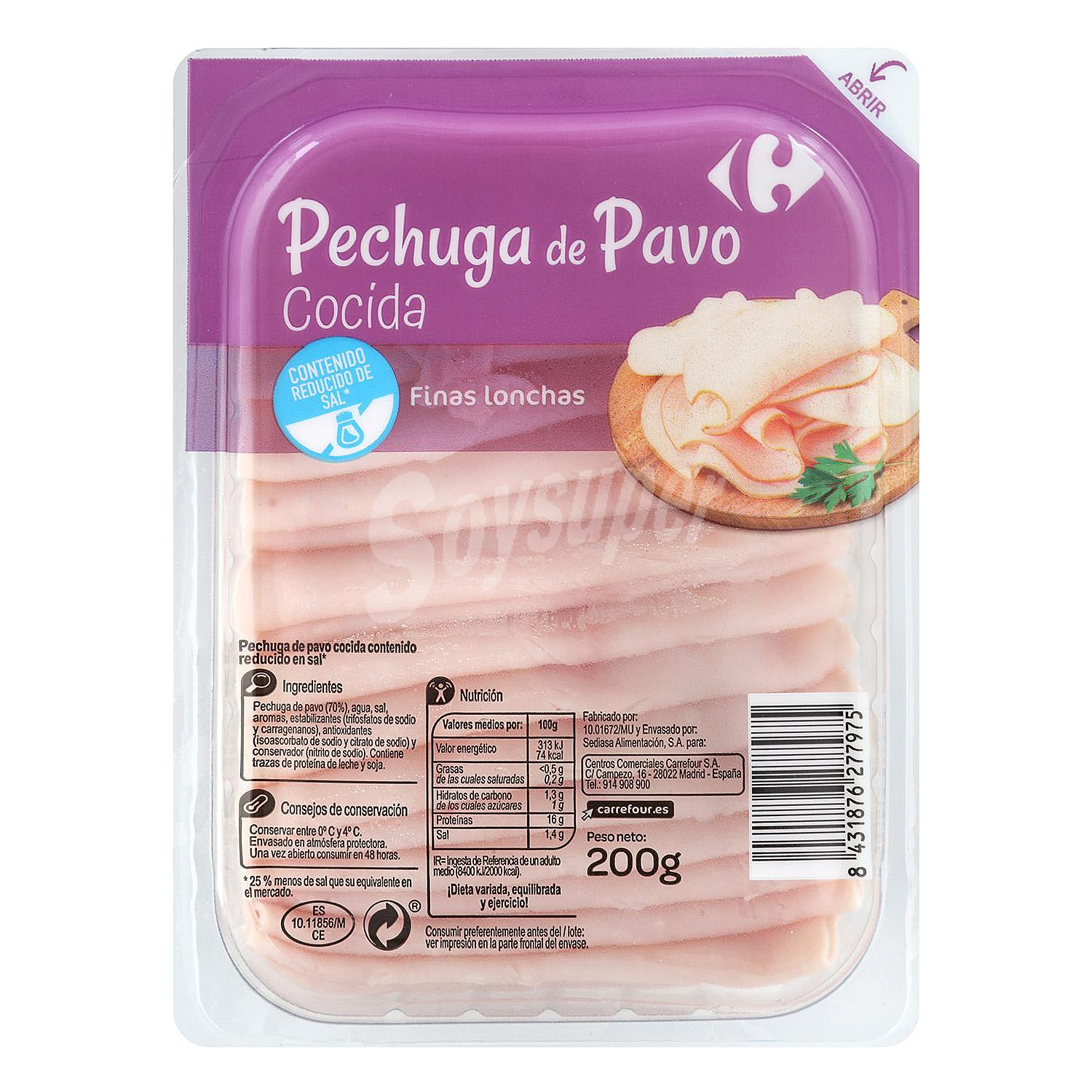 Pechuga de pavo loncha reducida en sal