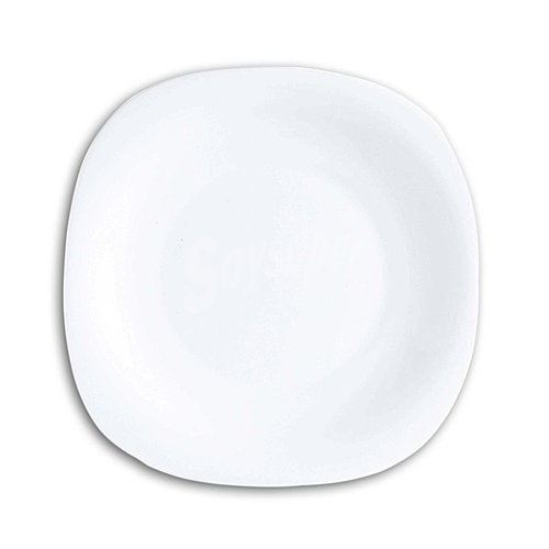 Plato llano cuadrado de vidrio color blanco, 26cm., Carine luminarc