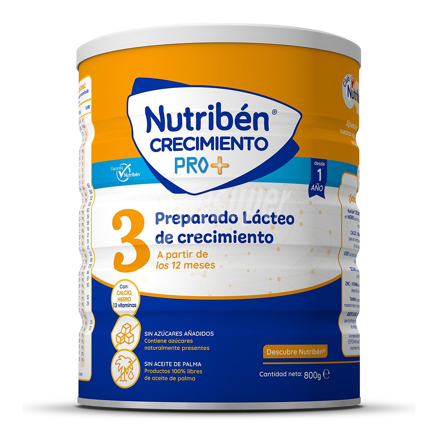 Preparado lácteo de crecimiento 3 desde 12 meses Nutribén Crecimiento Pro + sin aceite de palma