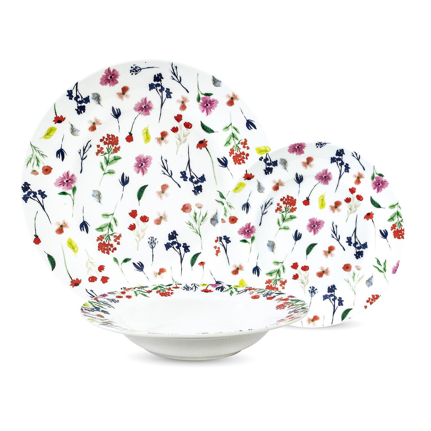 Vajilla Porcelana carrefour home Florecitas 18 pzas