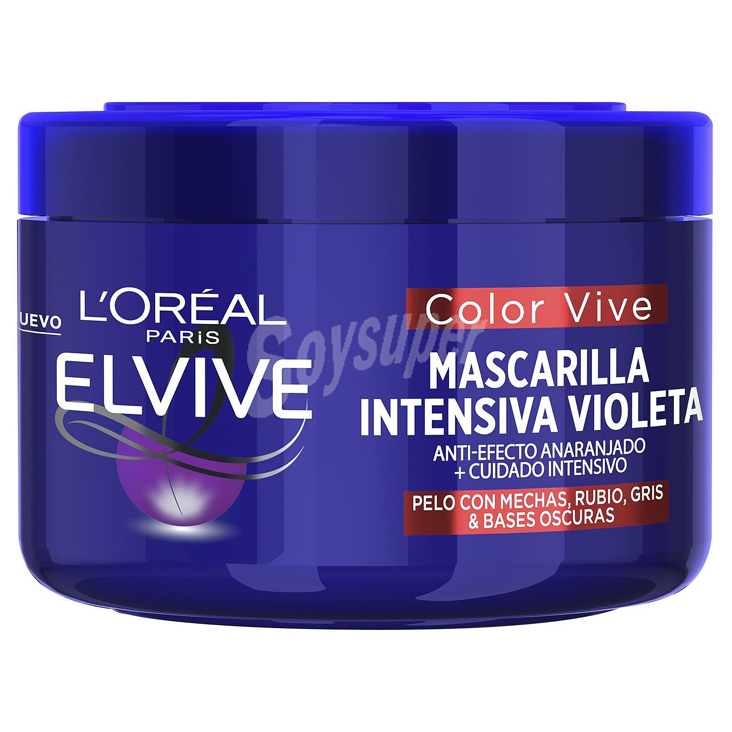 Mascarilla intensiva violeta matizadora para el pelo con mechas, decolorado rubio o gris Color Vive l'oréal Elvive