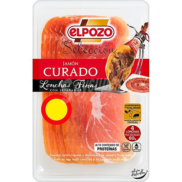 Selección jamón curado en lonchas finas sin gluten sin lactosa