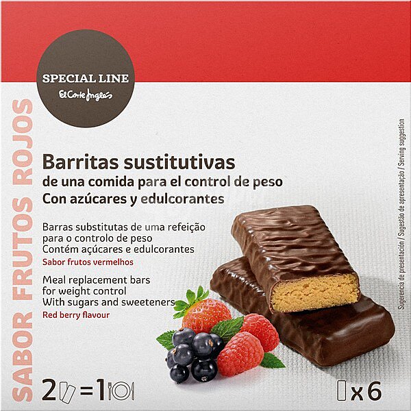 Barritas sustitutivas control de peso sabor frutos rojos 6 unidades x 35 g caja 210 g